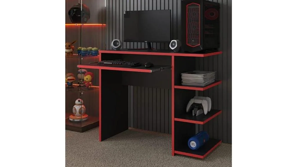 mesa gamer preta e vermelha