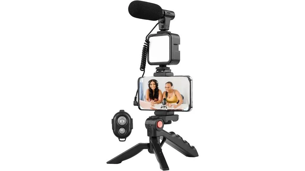 tripé com microfone LED