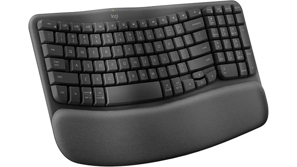 teclado ergonômico sem fio com suporte para os pulsos
